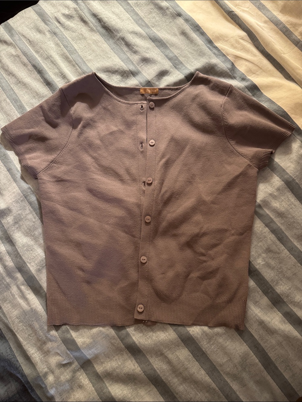 Japanese Short-Sleeve Button Cardigan - beautiful light purple